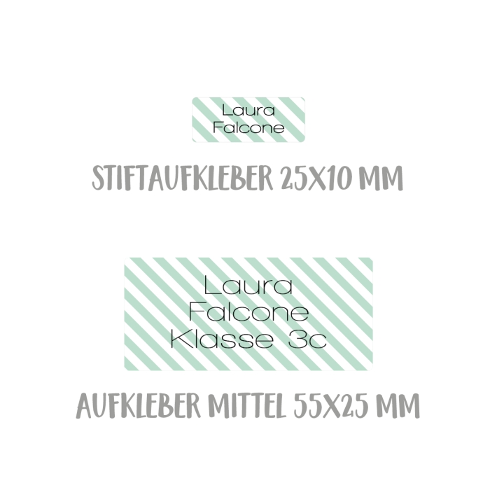 Namensaufkleber Set fr die Schule stripes