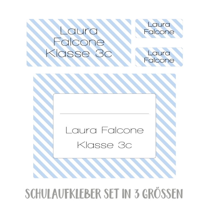 Namensaufkleber Set fr die Schule stripes
