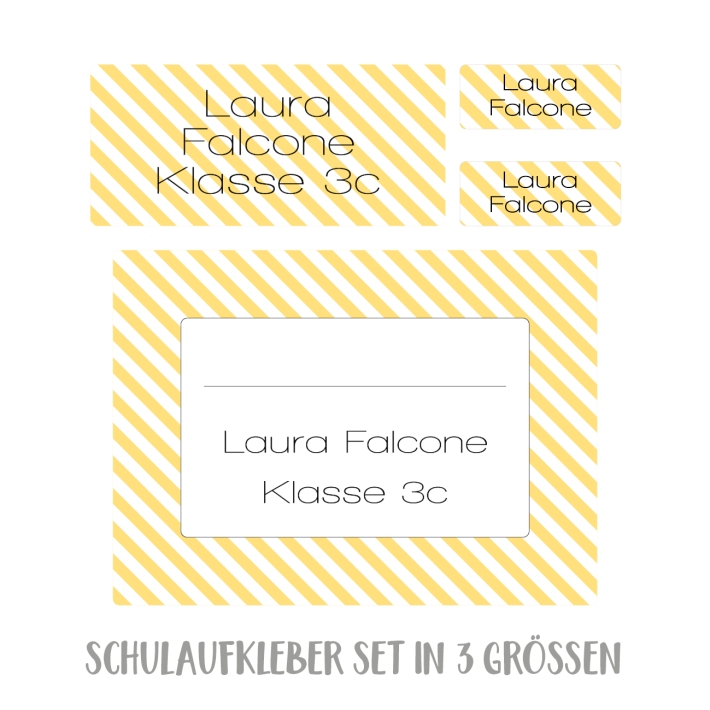 Namensaufkleber Set fr die Schule stripes