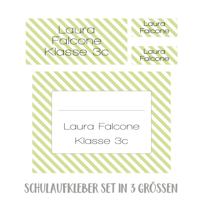 Namensaufkleber Set fr die Schule stripes
