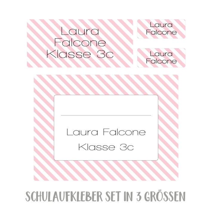 Namensaufkleber Set fr die Schule stripes