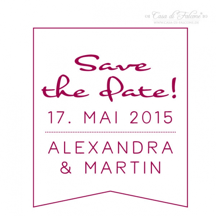 Hochzeitsstempel personalisiert Save the date, Fhnchen