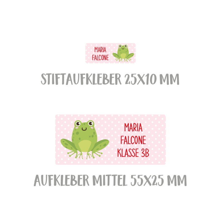 Namensaufkleber Set fr die Schule Frosch