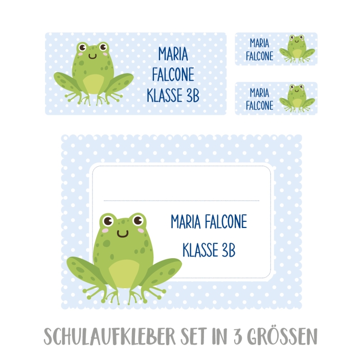 Namensaufkleber Set fr die Schule Frosch
