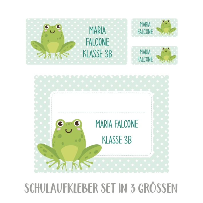 Namensaufkleber Set fr die Schule Frosch