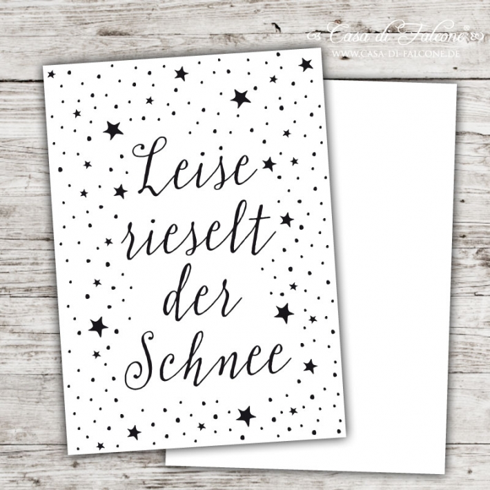 Postkarte Kalligrafie Leise rieselt der Schnee