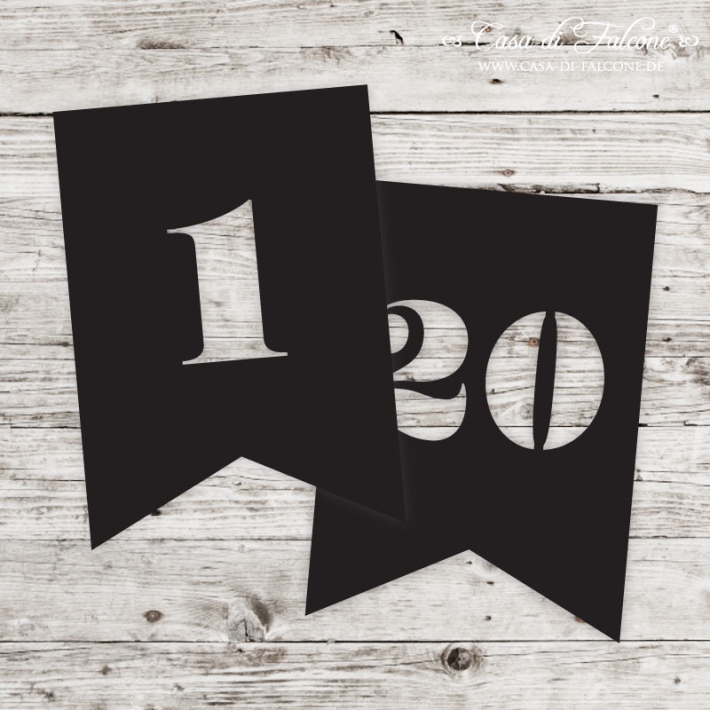 Adventskalender Zahlen Papieranhnger Fhnchen schwarz