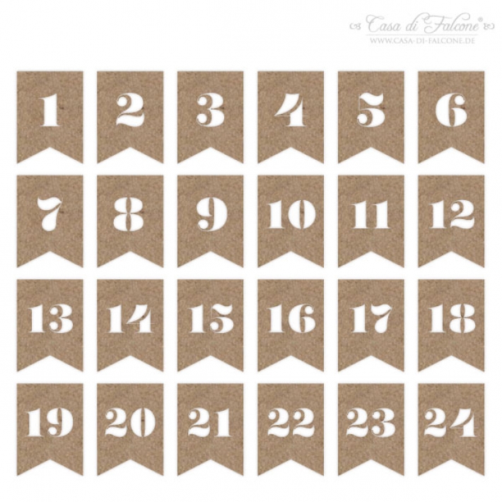 Adventskalender Zahlen Papieranhnger Fhnchen Kraftpapier