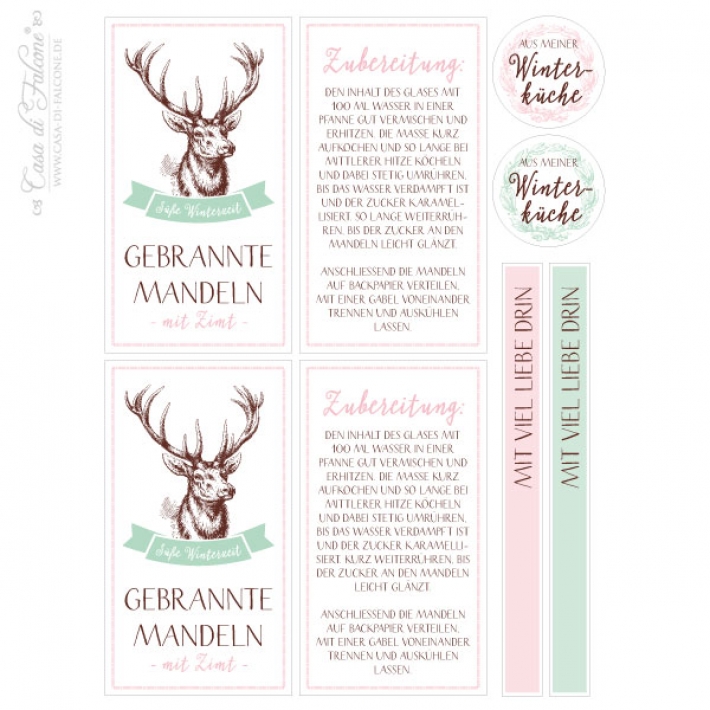 Aufkleber Gebrannte Mandeln Mischung, pastell