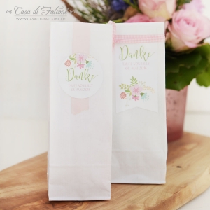 Aufkleber Einladung zur Kommunion, rund floral
