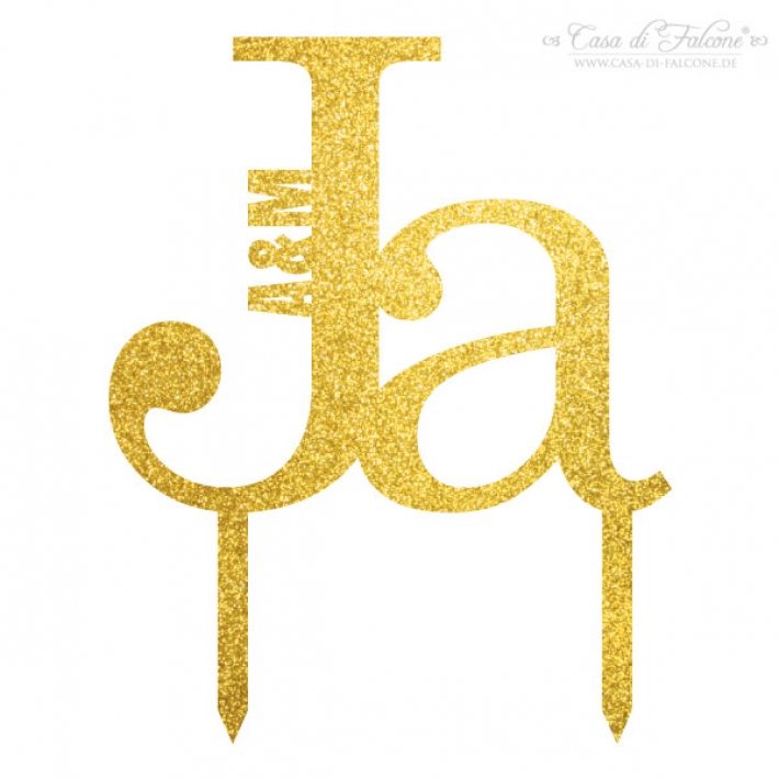 Personalisierter Cake Topper Ja, glitzer