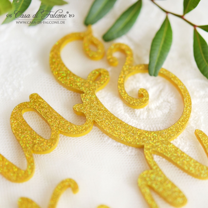 Cake topper Hochzeit Ja, glitzer