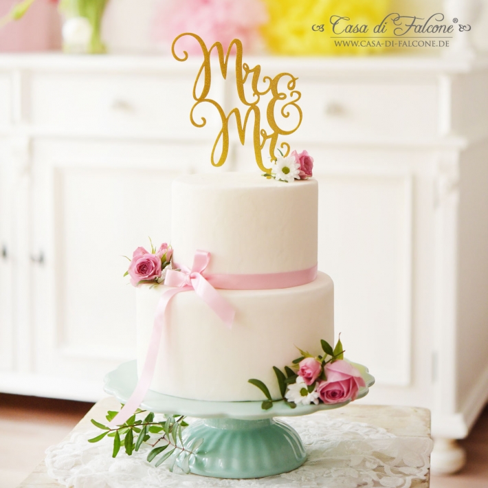 Cake topper Hochzeit Mr & Mr (Mann & Mann), glitzer