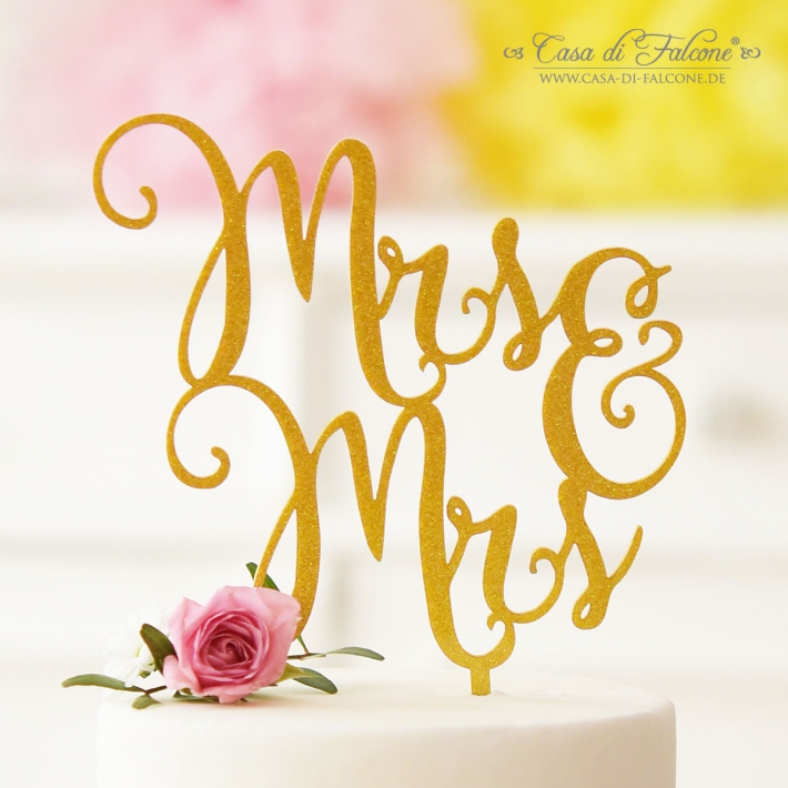 Cake topper Hochzeit Mrs & Mrs (Frau & Frau), glitzer