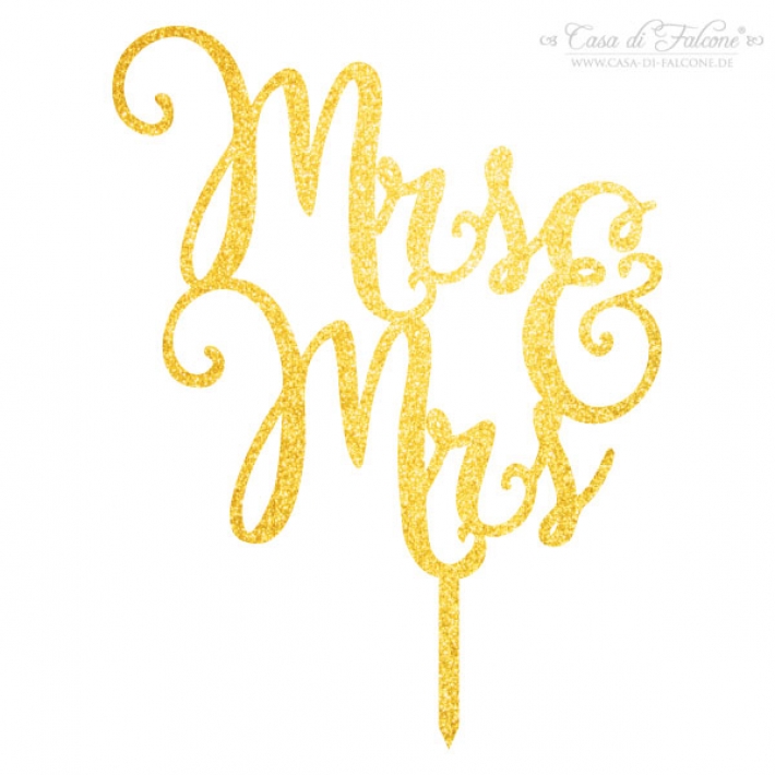 Cake topper Hochzeit Mrs & Mrs (Frau & Frau), glitzer