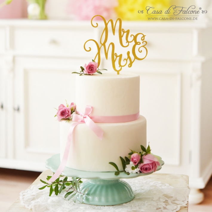 Cake topper Hochzeit Mr & Mrs (Mann & Frau), glitzer