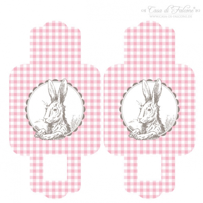 Aufkleber Ostern fr Eierschachtel, Hase Nostalgie