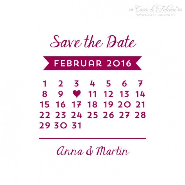 Stempel Hochzeit Save the Date, Kalender