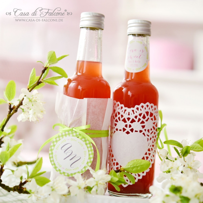 Personalisierte Aufkleber Hochzeit mit Initialen, Ranke rund