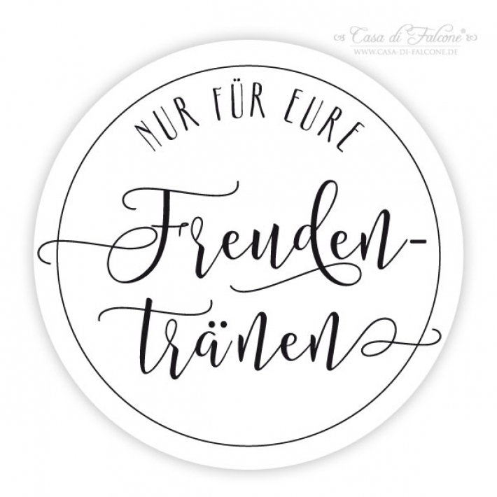 Aufkleber Freudentrnen, Kalligrafie schwarz-weiss
