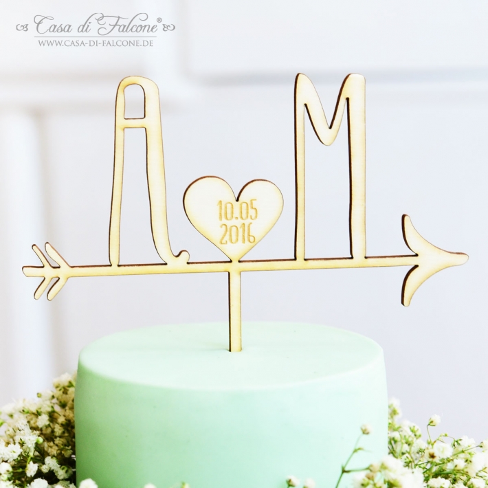 Personalisierter Cake topper Holz, Pfeil