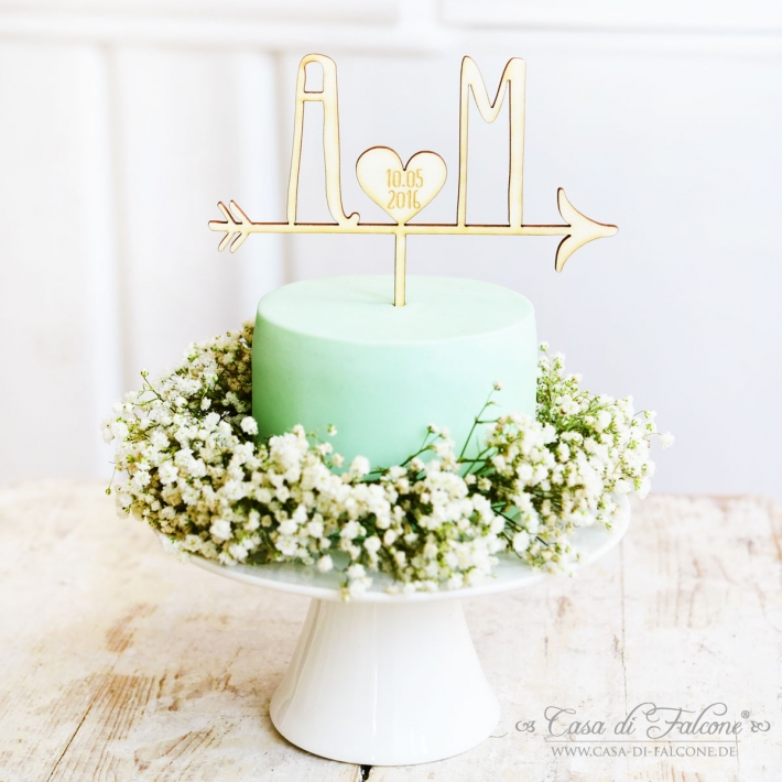 Personalisierter Cake topper Holz, Pfeil