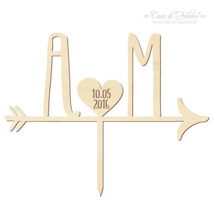 Personalisierter Cake topper Holz, Pfeil