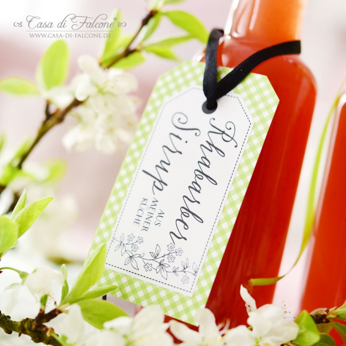 Aufkleber Rhabarbersirup Hangtag