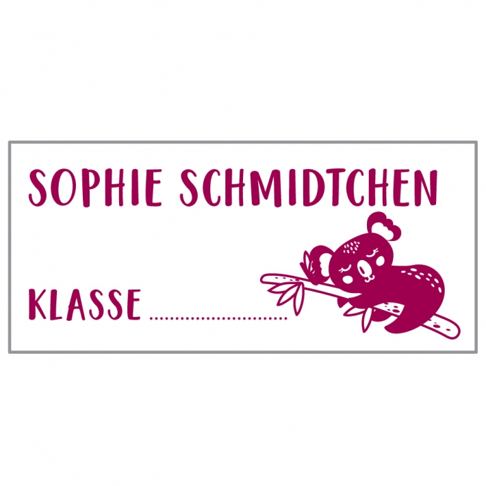 Personalisierter Schulstempel Koalabr mit Name und Klasse