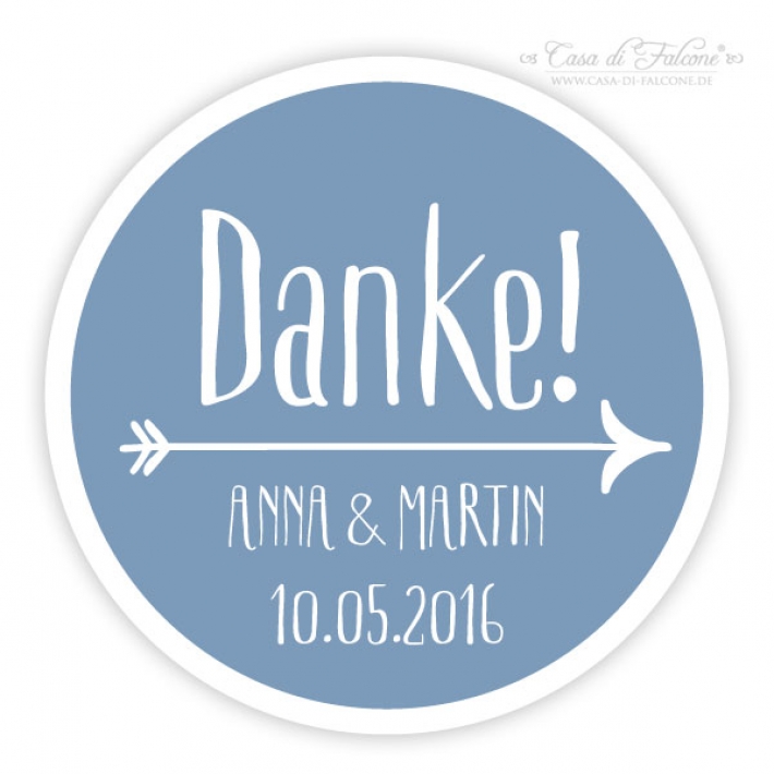 Personalisierte Aufkleber Hochzeit mit Namen & Datum, Pfeil