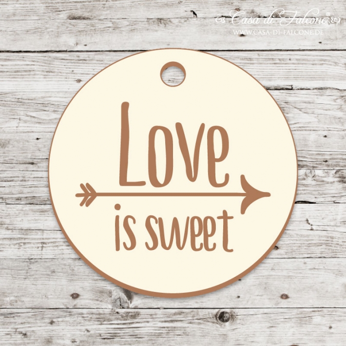 Hochzeit Gastgeschenk Anhnger aus Holz, love is sweet Pfeil