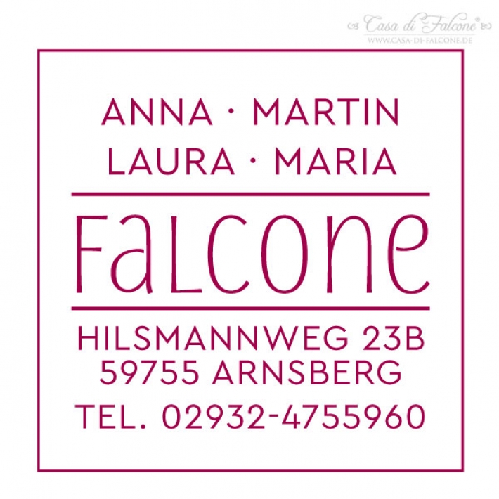 Personalisierter Familienstempel modern