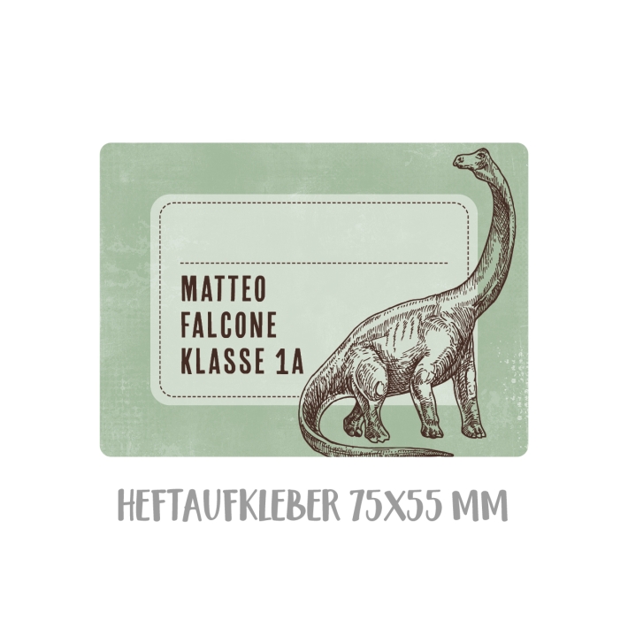 Namensaufkleber Set fr die Schule Dino