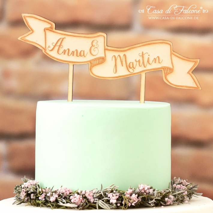 Hochzeit Cake topper Holz personalisiert, Banner