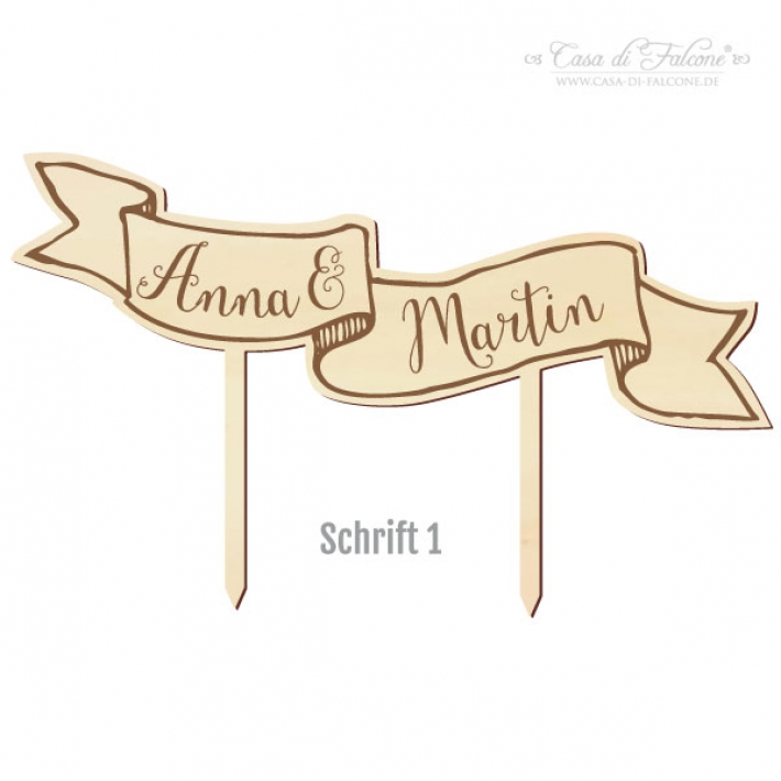 Hochzeit Cake topper Holz personalisiert, Banner