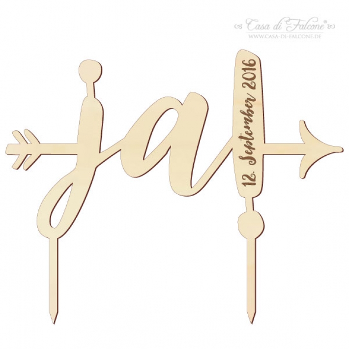 Hochzeit Cake topper Holz personalisiert, Ja Pfeil