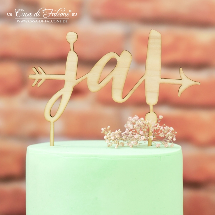 Hochzeit Cake topper Holz Ja, Pfeil