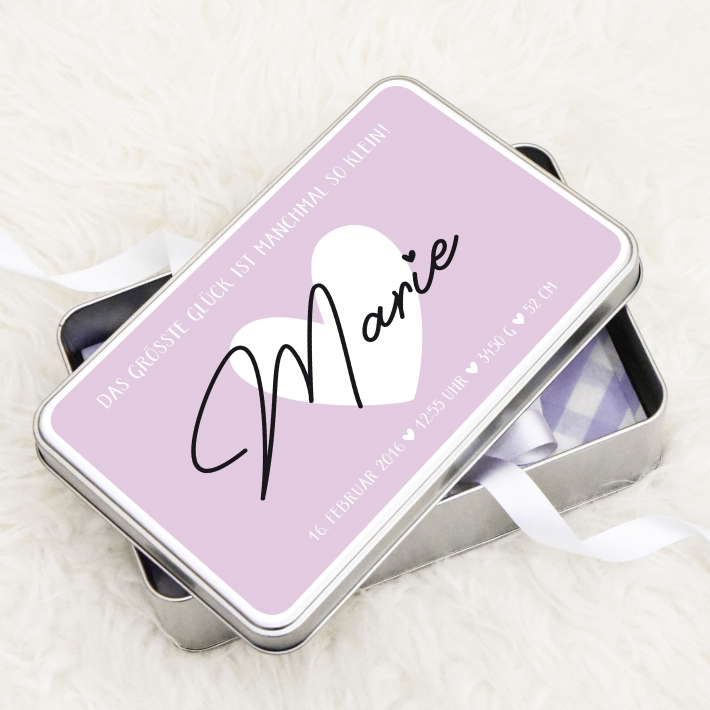 Personalisierte Baby Erinnerungsbox, Herz