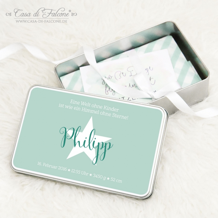 Personalisierte Baby Erinnerungsbox, Stern