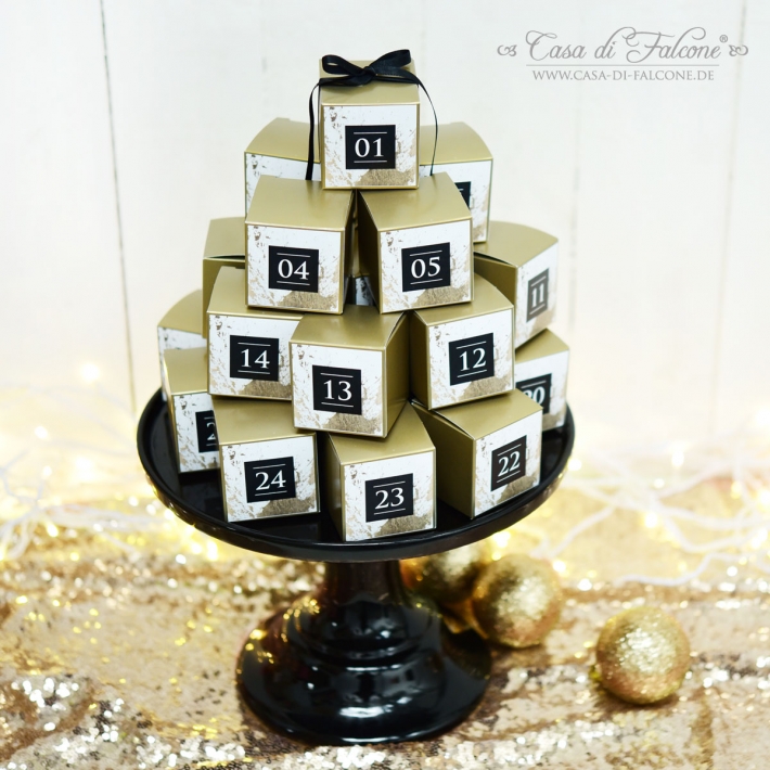 Adventskalender Zahlenaufkleber Marmor & gold