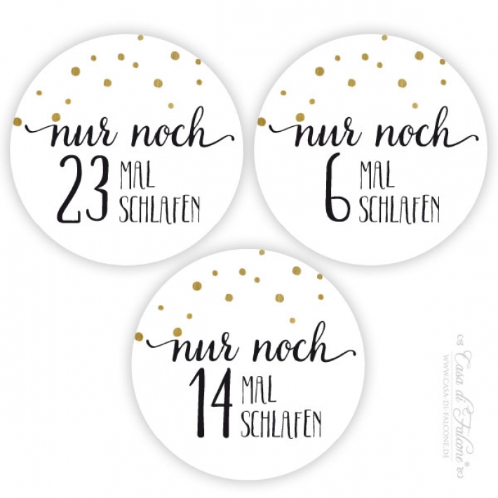 Adventskalender Zahlen Aufkleber Dots gold