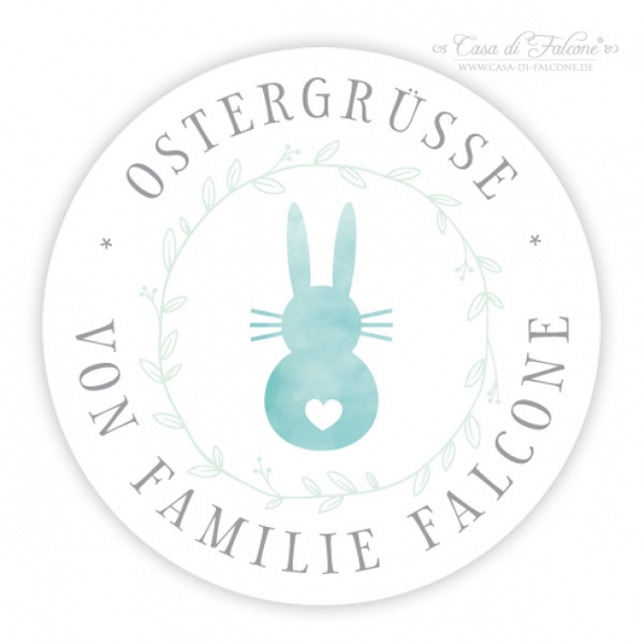 Personalisierte Osteraufkleber Hase rund