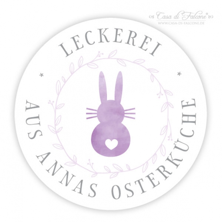 Personalisierte Osteraufkleber Hase rund