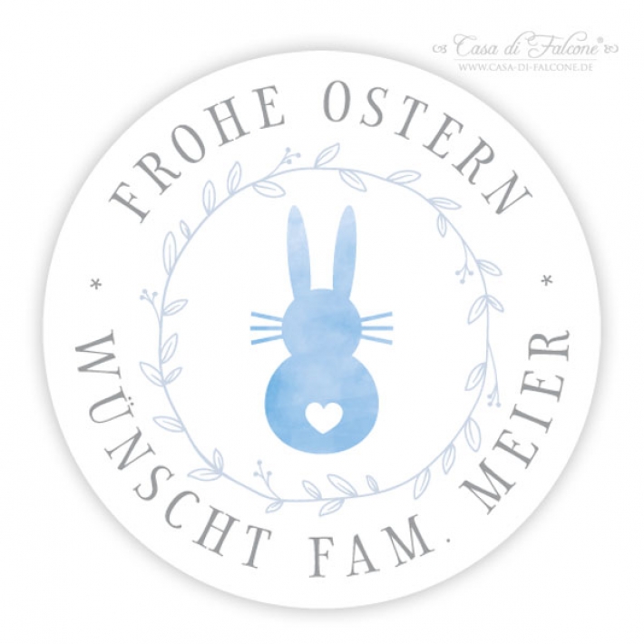 Personalisierte Osteraufkleber Hase rund