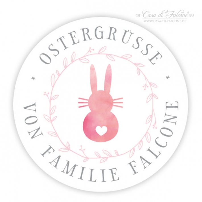 Personalisierte Osteraufkleber Hase rund