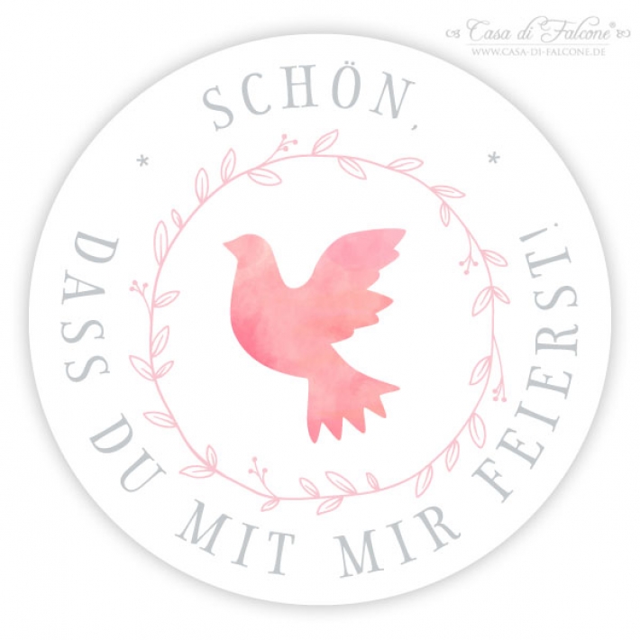 Kommunion Aufkleber Taube Aquarell "Schn, dass Du mit mir feier