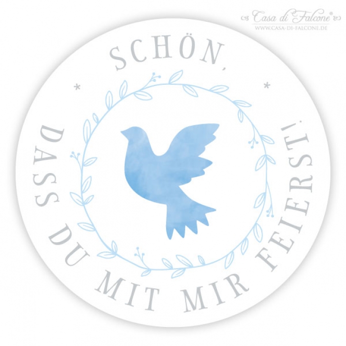 Kommunion Aufkleber Taube Aquarell "Schn, dass Du mit mir feier