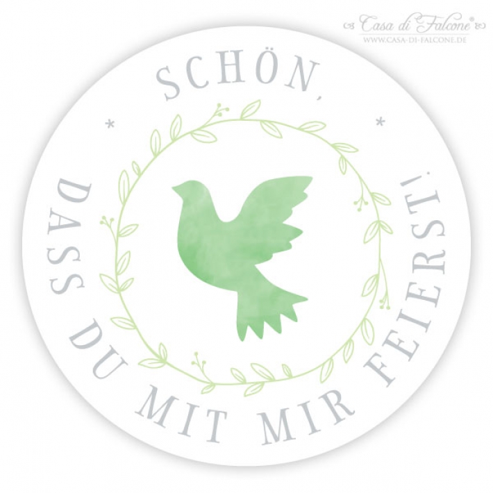 Kommunion Aufkleber Taube Aquarell "Schn, dass Du mit mir feier
