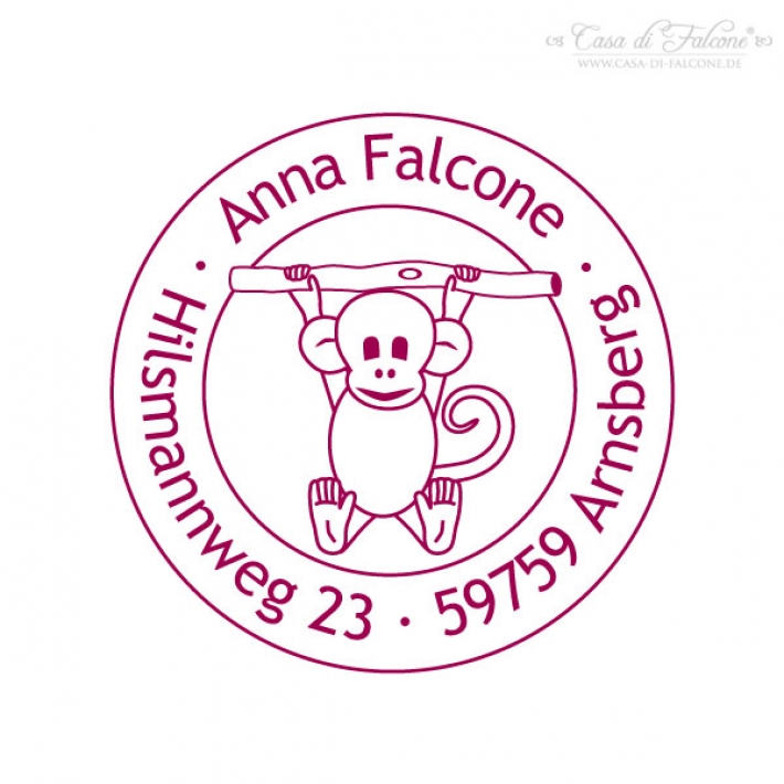 Kinderadressstempel Affe