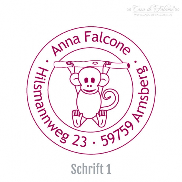 Kinderadressstempel Affe